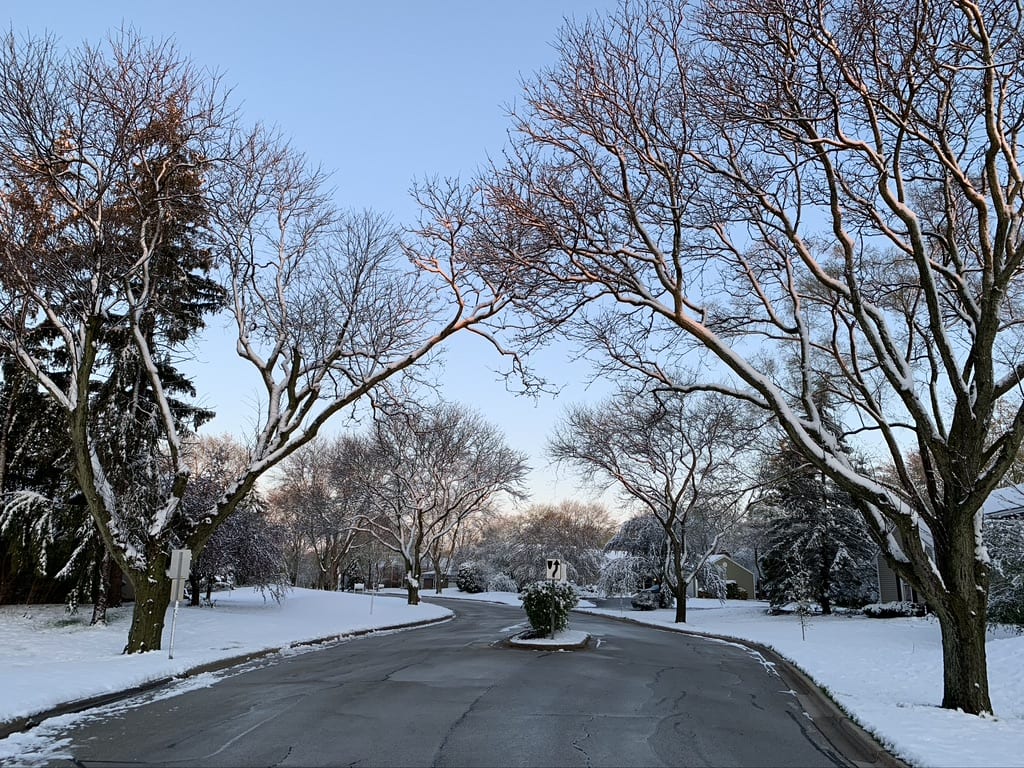 Another still of a road on a snowy day