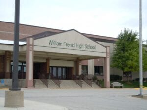 The front view of the Willian Fremd High School