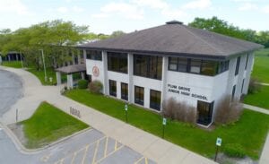 The front view of the Plum Grove Jr High school